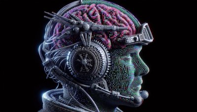 Cybernetic Brain Profile with Mechanical Augmentation