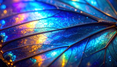 Enchanting butterfly wing with cosmic nebula and stardust details