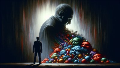 Overlooking Internal Conflict: Illustration of Faces and Figure