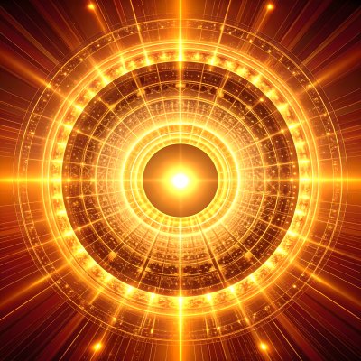 Radiant Golden Orb with Cosmic Geometric Patterns