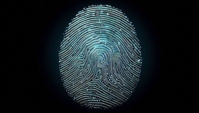 Digital fingerprint circuit board illustration for security and biomet