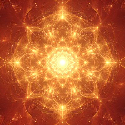 Golden fractal mandala radiating warmth and inner light