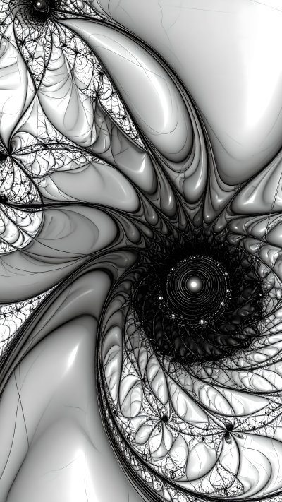 Hypnotic black and white abstract fractal spiral vortex