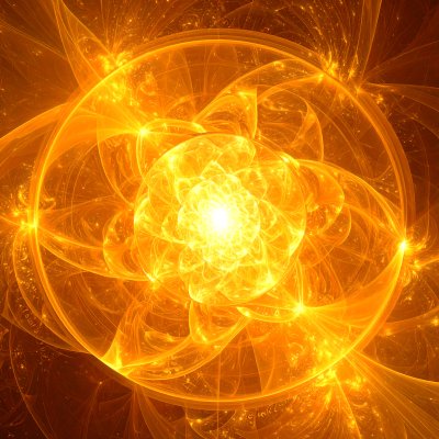 Fiery Golden Fractal Bloom, Evoking Passion and Transformation