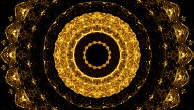 Golden fractal mandala pattern creating a sense of wonder