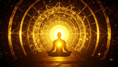 Meditation tunnel on green screen for divine video compositing