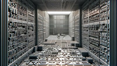 Infinite Library of Text: Grayscale Escher-esque Visualization