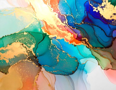 Abstract Fluid Art with Gold - Evoking Wonder and Discovery