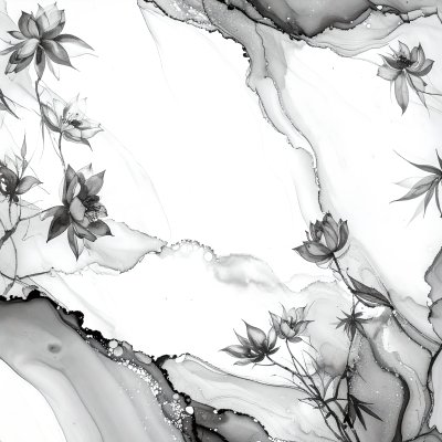 Ethereal floral artwork with delicate ink wash textures
