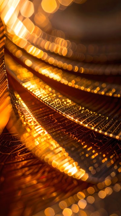 Luxurious golden feather with sparkling light, evoking wonder