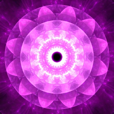 Vibrant purple fractal mandala radiating spiritual energy