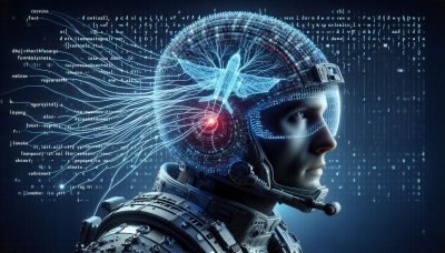 Cybernetic spaceman with advanced AR data interface