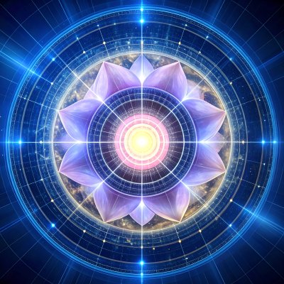 Sacred geometry lotus flower radiating cosmic energy