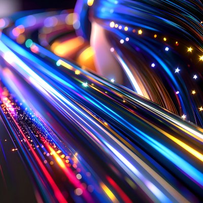 Neon streaks suggest tech and discovery