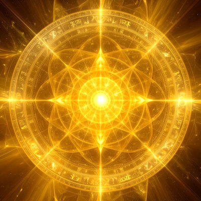 Golden Geometric Mandala Radiating Sacred Geometry and Mystical Energy