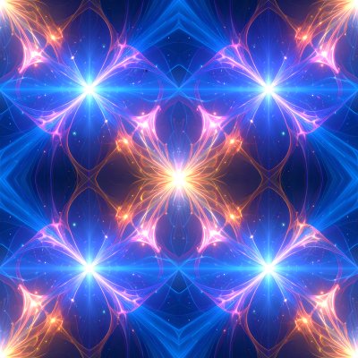 Abstract seamless energy pattern with glowing blue, pink, orange