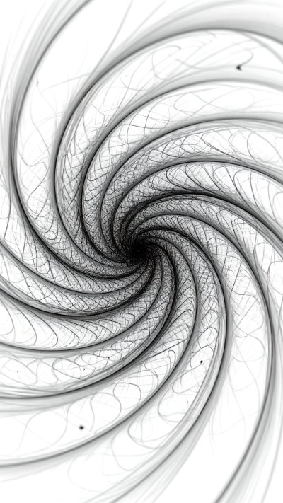 Abstract black and white swirling spiral vortex texture art