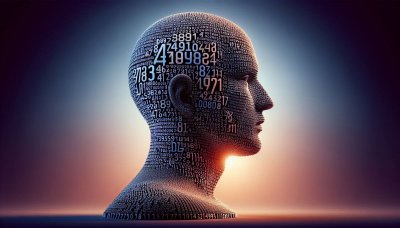 Head sculpted from numbers representing computational thinking