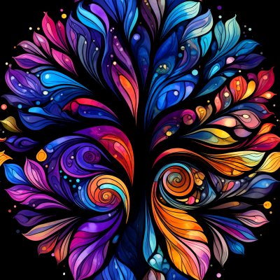 Vibrant abstract watercolor swirling pattern on black background