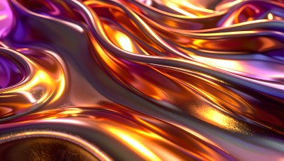 Shimmering purple/orange waves, luxury & wonder.