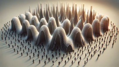 Data Visualization: Miniature Figures on Wave-Like Structures
