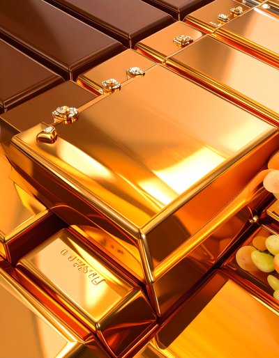Luxurious gold bars with diamonds, exuding wealth and prestige.