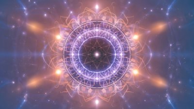 Mystical mandala radiating cosmic energy with ethereal glow