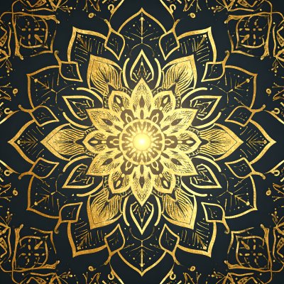 Radiant Golden Mandala Pattern on Dark Background