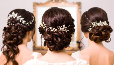 Elegant bridal updos with sparkling hair accessories