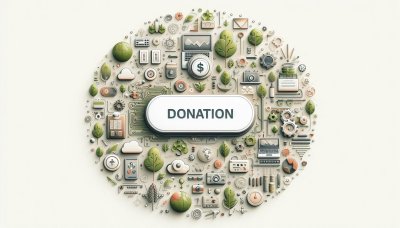 Donation concept with ecological and tech icons in circular design