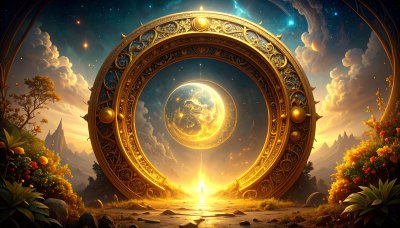Golden portal to a celestial world: Discovery and peace