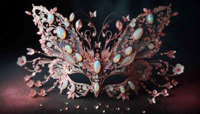 Opal and gemstone butterfly masquerade mask with rose gold filigree