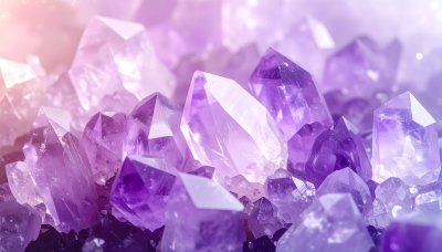 Vibrant purple amethyst geode cluster sparkles