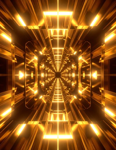 Luxurious Golden Tunnel of Light, Futuristic Ambition