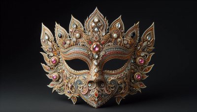 Ornate jeweled Venetian Carnival mask with gold details