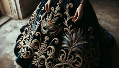 Woman with Masquerade Mask and Ornate Gown: Mystery and Celebration