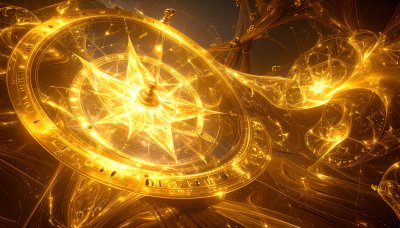 Golden compass navigating cosmic energy currents