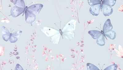 Watercolor butterflies and wildflowers