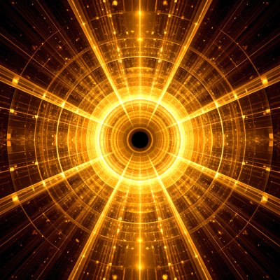 Golden vortex tunnel of light and energy