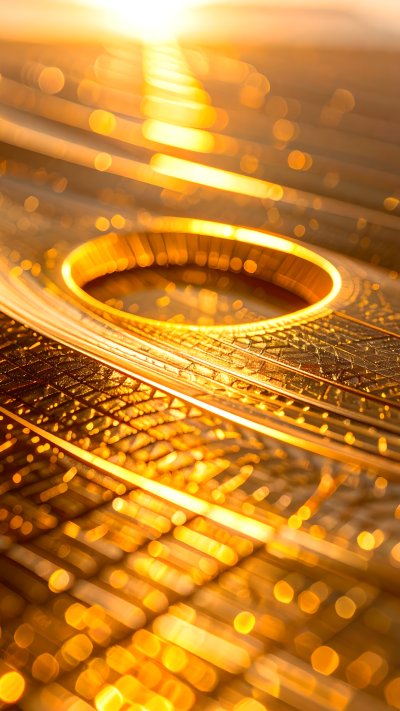 Golden bokeh and light streaks evoke luxury, opportunity, and wonder.