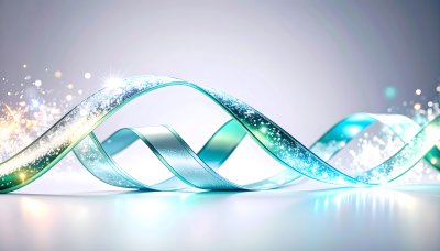 Iridescent ribbon with glitter, inspiring wonder