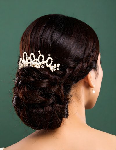 Elegant bridal updo on green screen for beauty compositing