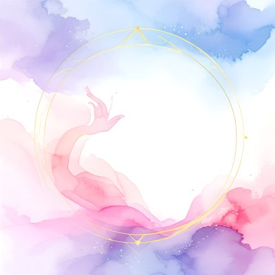 Pink/purple clouds, gold frame, wonder