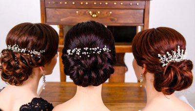 Elegant bridal updos with sparkling crystal hair accessories
